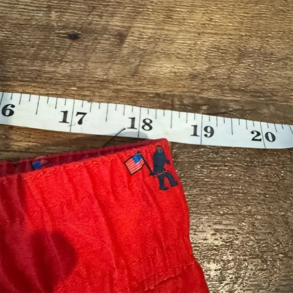 Eddie Bauer Swim Trunks XL Red Sasquatch USA Flag Print Quick-Dry SPF 50+ Beach